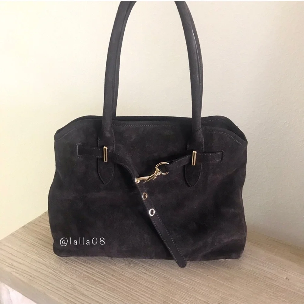 Chocolate Brown Suede Bag by Marlon